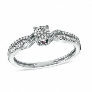 Pagoda Ring 1/8 CT. T.W. Diamond Cluster Size 8